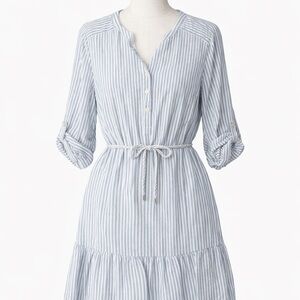 LOFT Blue and White Striped Shirt